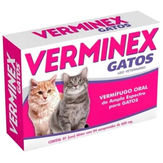 Verminex Gatos - Vermífugo Oral De Amplo Espectro - 04 Comprimidos (1)