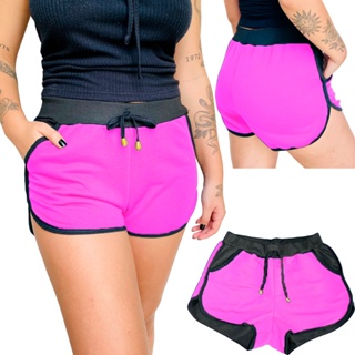 Short Feminino em Moletinho com Bolso Soltinho - shortinho shorts femininos elástico cadarço confortável (5)