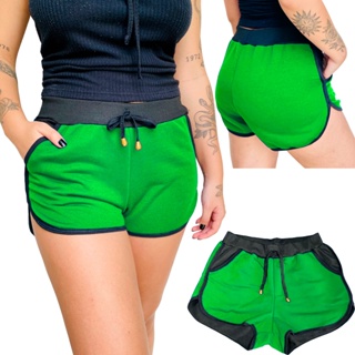 Short Feminino em Moletinho com Bolso Soltinho - shortinho shorts femininos elástico cadarço confortável (8)