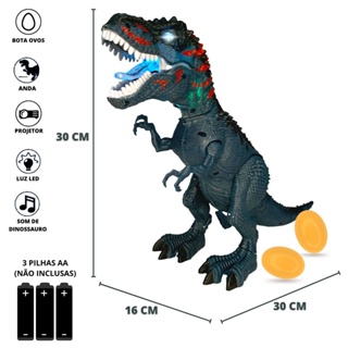 Dinossauro T Rex Bota Ovo Anda C/ Som E Projetor De Luz 30cm (2)