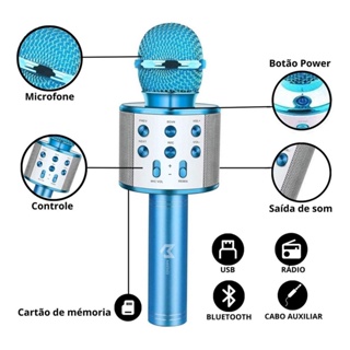 Microfone Karaokê Bluetooth Efeito Voz Modo Gravação Selfie (2)