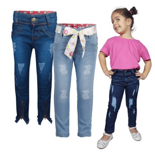 Kit 3 Calça Jeans Feminina Infantil 1 a 8 anos menina (5)